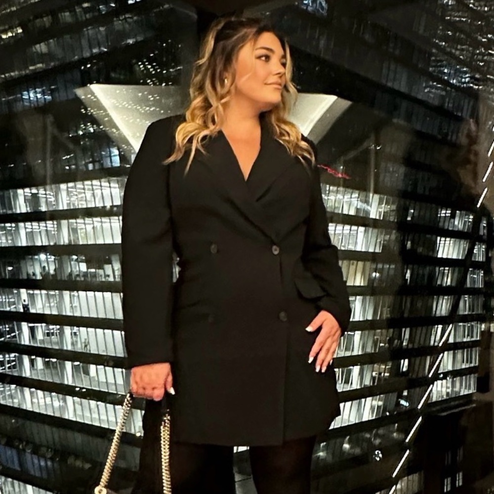 Women's Black Double-Breasted Blazer Dress